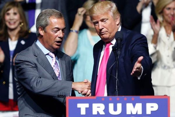 Former President Do<em></em>nald Trump has called right-wing British MP Nigel Farage, at left, 