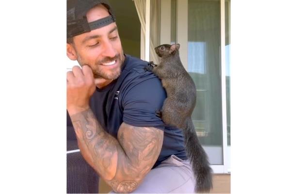 This undated image provided by Mark Lo<em></em>ngo shows him with his pet squirrel Peanut that was seized by officers from the state Department of Enviro<em></em>nmental Conservation, at Longo's home in rural Pine City, N.Y., on Oct. 30, 2024.