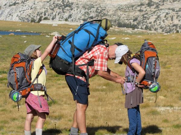 The Hamilton family (from left: Frances, Jeff and Eleanore) at their favorite backpacking spot, Evelyn Lake in the Yosemite High Country, in 2010.