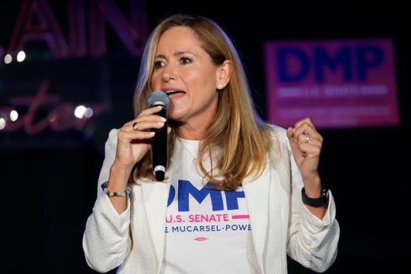 Former Rep. Debbie Mucarsel-Powell, the Democratic rival of Republican Sen. Rick Scott, speaks Aug. 28 at a campaign event in Miami before launching a 75-stop tour across Florida.