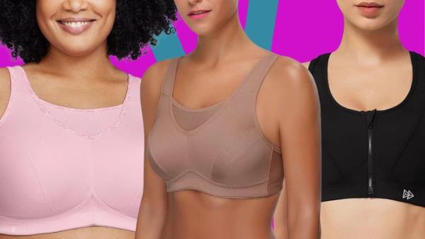 A no-bounce camisole bra, a high-impact sports bra and a zip-front bra.