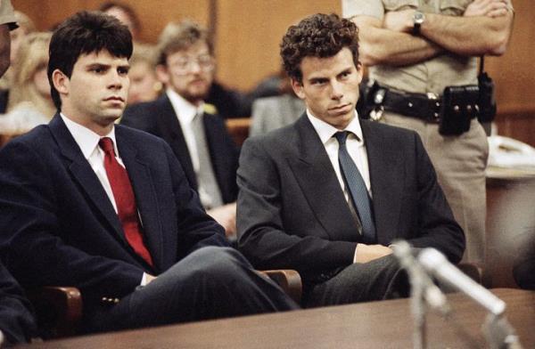 Lyle (left) and Erik Menendez attend a hearing on March 12, 1990, before their trial in the murders of their millio<em></em>naire parents, José and Mary Louise “Kitty” Menendez, in Beverly Hills, California.