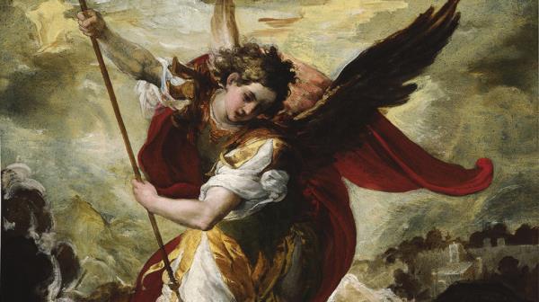 Famous painting of Archangel Michael fighting