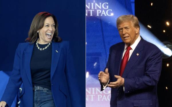 Kamala Harris and Do<em></em>nald Trump rally in events on 31 October 2024.