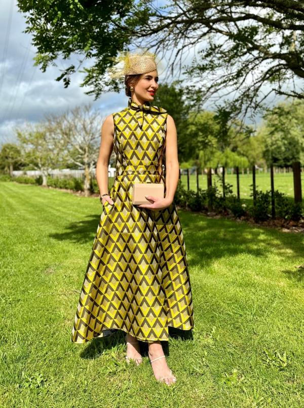 Waikato florist Claudia Campbell who is a finalist in the Best Dressed competition at the 2024 Melbourne Cup