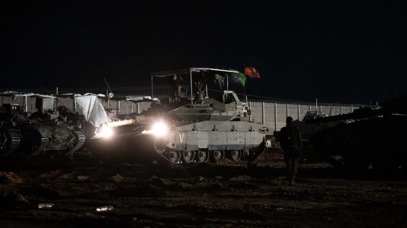 Israeli armored vehicles reportedly preparing to enter the Beit Hanoun area in the northern Gaza Strip, Palestine, Dec. 28, 2024. (AFP Photo)