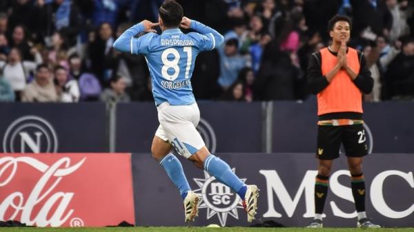 Napoli's Giacomo Raspadori celebrates