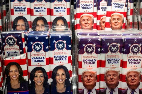 Chocolate bars with Do<em></em>nald Trump and Kamala Harris